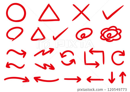 Hand drawn red arrow scoring illustration set Hand drawn red arrow scoring illustration set 120549773