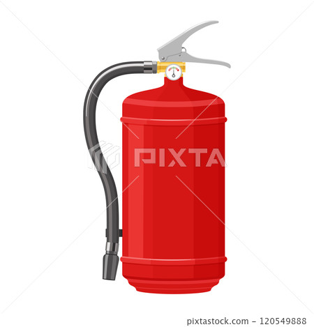 Foam Fire Extinguisher isolated on white background. Portable fire extinguishing equipment from fire department. Professional tool or instrument. Realistic 3D vector illustration 120549888