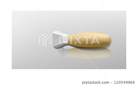 Isometric plastering trowel isolated on white background. Bricklayer trowel. Metal Four-sided Stucco Trowel with wooden handle. Construction tool. Realistic vector illustration. 3D. 120549968