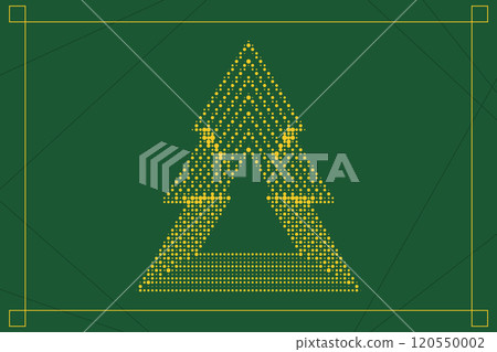 Yellow halftone Christmas tree on green background 120550002
