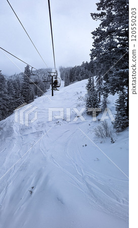 Ski lift at Pebble Creek Resort on top of Mount Bonneville in the Portneuf Range in Idaho, USA. Ski lift at Pebble Creek Resort on top of Mount Bonneville in the Portneuf Range in Idaho, USA. 120550203