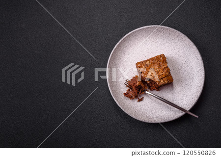 Chocolate sweet brownie cake in a square shape 120550826