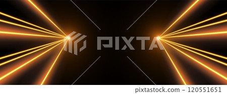 Laser rays or beams, glowing neon lines, bright futuristic background. 120551651