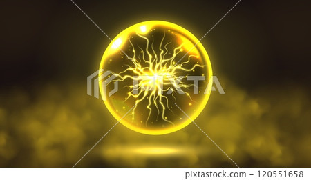 Crystal magic ball, mystic prophecy orb with lightning inside Crystal magic ball, mystic prophecy orb with lightning inside 120551658