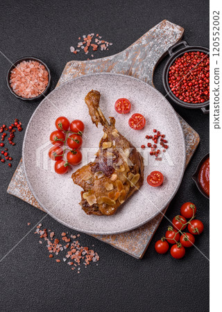 Duck leg baked with apples and sauce 120552002