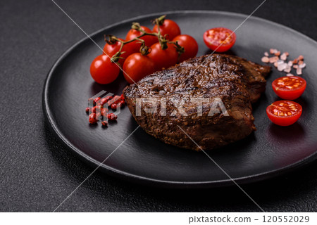 Juicy beef steak grilled with salt, spices and herbs Juicy beef steak grilled with salt, spices and herbs 120552029