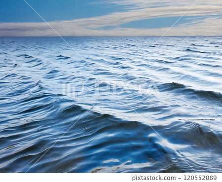 水面。波浪在風中搖曳。 AI 生成影像。 120552089