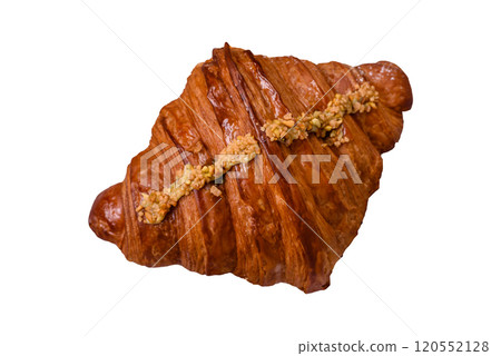 Fresh crispy croissant filled with pistachio cream Fresh crispy croissant filled with pistachio cream 120552128