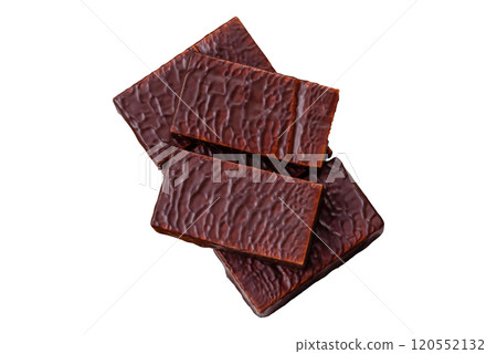 Rectangular chocolate candies with mousse and waffles Rectangular chocolate candies with mousse and waffles 120552132