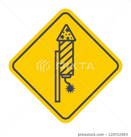 firecracker salute icon on yellow background. 120552903
