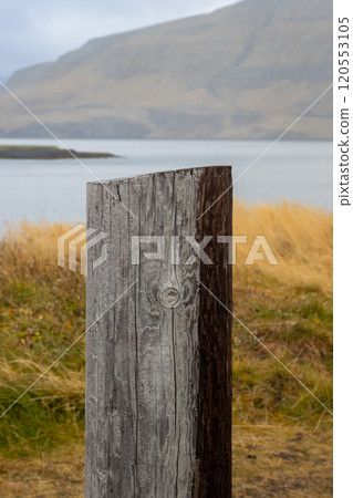 Detail of a wooden stake, Hvammsvik, Iceland Detail of a wooden stake, Hvammsvik, Iceland 120553105