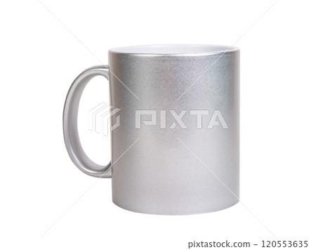 Silver matt cup ceramic isolated on the white background 120553635