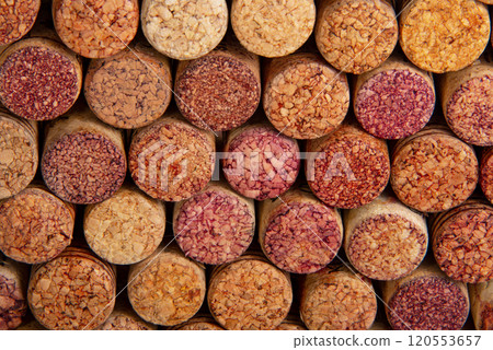 Old vintage wine corks texture background 120553657