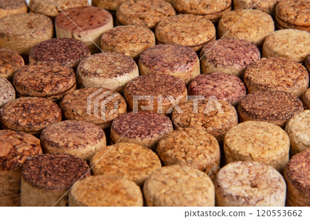 Old vintage wine corks texture background Old vintage wine corks texture background 120553662