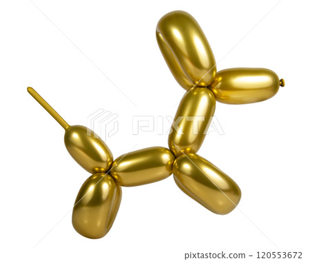 Gold bright balloon dog isolated on the white background Gold bright balloon dog isolated on the white background 120553672