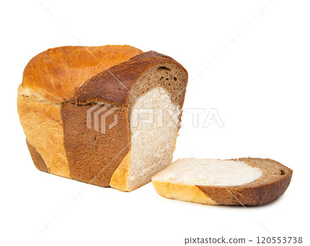 Double white brown bread tasty isolated on the white background 120553738