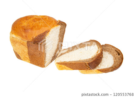 Double color bread sliced isolated on the white background Double color bread sliced isolated on the white background 120553768