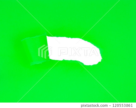 Green bright torn sheet of paper with whole space for text 120553861