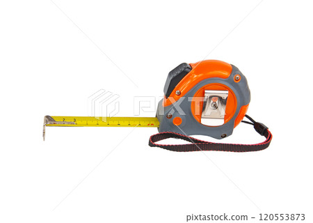 Tape measuring building tool isolated on the white background 120553873