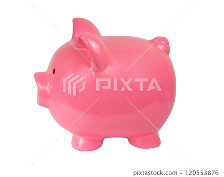 Pink piggy bank isolated on the white background Pink piggy bank isolated on the white background 120553876