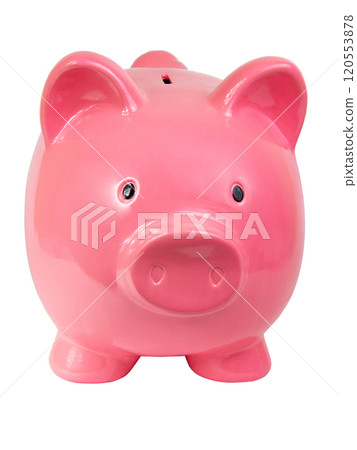 Pink piggy bank isolated on the white background Pink piggy bank isolated on the white background 120553878