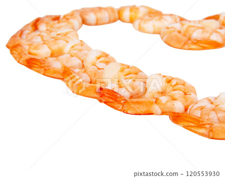 Many peeled shrimps isolated on the white background Many peeled shrimps isolated on the white background 120553930