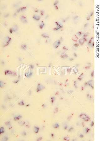 White chocolate with berry texture background 120553938