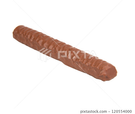 Tasty chocolate bar stick caramel isolated on the white background Tasty chocolate bar stick caramel isolated on the white background 120554000