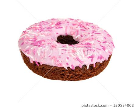 Pink violet glazed donut decorated isolated on the white background Pink violet glazed donut decorated isolated on the white background 120554008