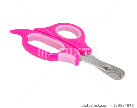 Pink nail clipper for pets grooming isolated on the white background Pink nail clipper for pets grooming isolated on the white background 120554048