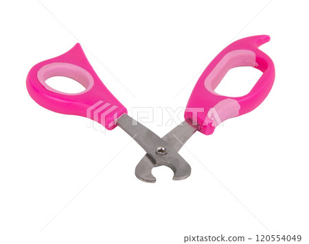 Pink nail clipper for pets grooming isolated on the white background Pink nail clipper for pets grooming isolated on the white background 120554049