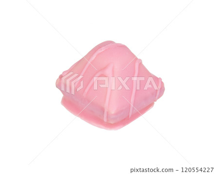Pink chocolate waffle sweets isolated on the white background 120554227