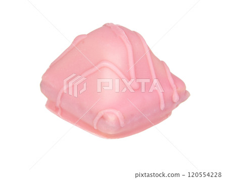 Pink chocolate waffle sweets isolated on the white background 120554228