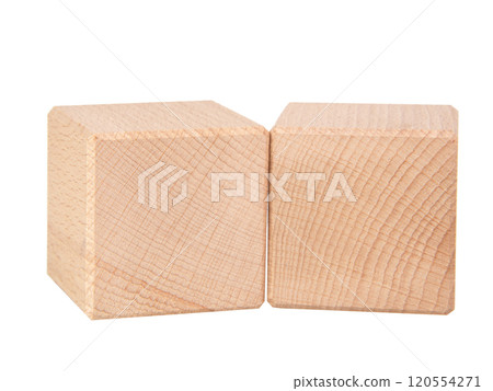Two wooden cubes for creative isolated on the white background Two wooden cubes for creative isolated on the white background 120554271