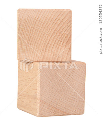Two wooden cubes for creative isolated on the white background 120554272