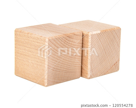 Two wooden cubes for creative isolated on the white background Two wooden cubes for creative isolated on the white background 120554278