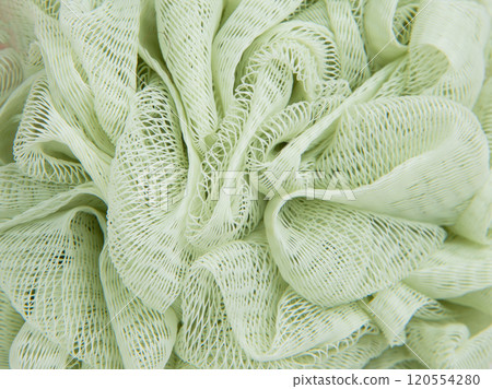 Green puff sponge for shower bath care texture 120554280