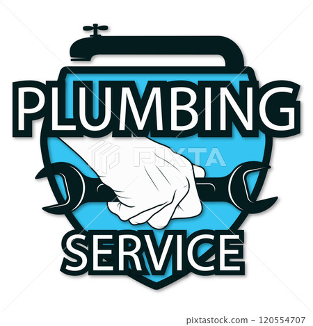Plumbing service symbol wrench in hand 120554707