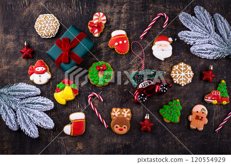 Christmas homemade gingerbread cookies with icing Christmas homemade gingerbread cookies with icing 120554929