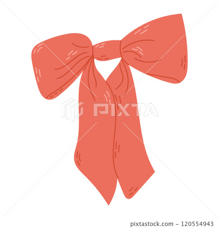 Red vector hand drawn ribbon tied in bow 120554943