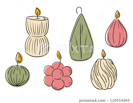 Stylish candle set illustration with unique shapes 120554945