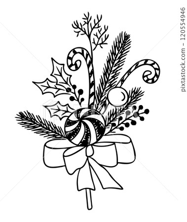 Black and white doodle Christmas composition 120554946