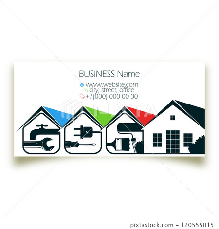 Repair and construction business card with tool Repair and construction business card with tool 120555015