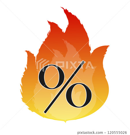 Promotion sale percent sign and fire flame 120555026
