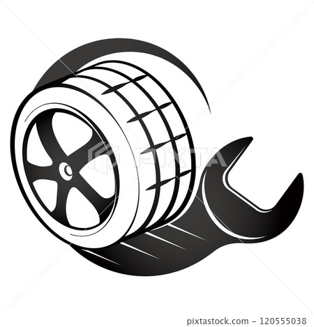 Repair of automobile wheels wrench symbol Repair of automobile wheels wrench symbol 120555038