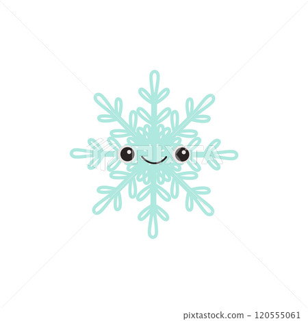 Cute Snowflake character with smiling face Merry Christmas Cute Snowflake character with smiling face Merry Christmas 120555061