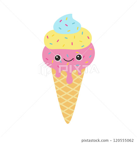 Cute ice cream with smiling face Cute ice cream with smiling face 120555062
