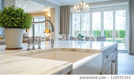 luxury kitchen sink with marble countertop 120555101