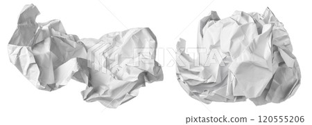 White crumpled paper ball isolated on white background White crumpled paper ball isolated on white background 120555206
