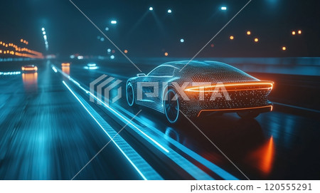 Futuristic Autonomous Car on Smart Road 120555291